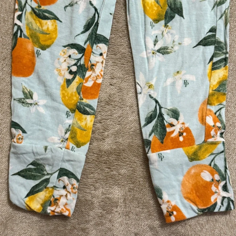 Posh Peanut 3T Pajama Set Citrus Orange Lemon Bamboo Viscose Long Sleeve PJ Set